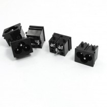 5Pcs Black Plastic PCB Board IEC320 Inlet C6 Power Adapter AC 250V 2.5A
