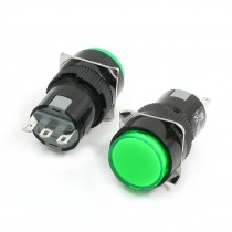 2 Pcs DC 30V/5A AC 250V/3A 3 Pin Green Momentary Push Button Switches