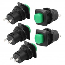 Self Locking SPST On/Off Green Push Button Switch AC 125V 3A 250V 1.5A 5 Pcs