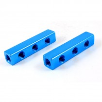 1/4" PT Air Pneumatic 3 Position 6 Thread Manifold Block Splitter 2 Pcs
