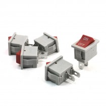 5 Pcs AC 250V/6A 125V/10A SPST 2Pins Snap In Boat Rocker Switch Gray
