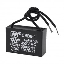 Metallized Polypropylene 2 Wired CBB61 Type Motor Capacitor 450VAC 4uF