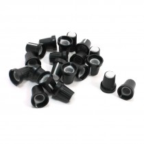 20pcs 6mm Shaft Dia White Mark Ribbed Grip Potentiometer Knobs Caps