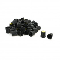40 Pcs 6mm 15/64" Shaft Dia. Nonslip Potentiometer Knobs Yellow Black