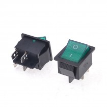 Green Light Panel Mount 4 Pin DPST ON/OFF Snap-in Boat Rocker Switch
