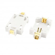 2 Pcs CR2032 Cell Button Battery Socket Holder Case SMD SMT Gold Plated White