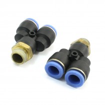 2pcs Pneumatic 12mm to 16mm Male Thread Y Shape One Touch Quick Coupler