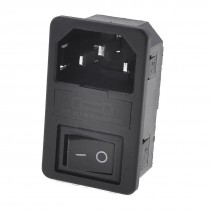 Black Plastic 250V 10A C14 Power Supply Plug Adapter w Switch