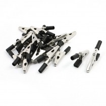 20pcs Black Plastic Coated Handle Alligator Clips Clamps 2.2" Length