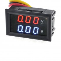 LED Red Blue Dual Display Digital Current Voltage Meter DC3.5-30V 10A