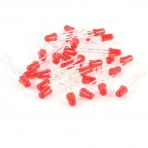 30 Pcs 2Pin DIP 3mm Straw Hat Red Light LED Bulb Emitting Diodes