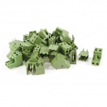 20 Pcs 300V 10A Single Row 2 Positions Pluggable Terminal Block Oliver Green