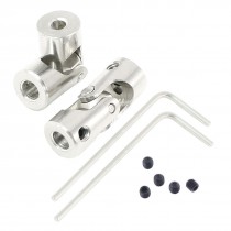 Silver Tone 3mm to 4mm Dia Round Socket Metal Universal Coupling 2 Set