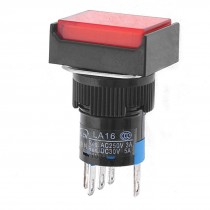 AC250V 3A DC30V 5A Momentary 5 Pins NO 2NC Rectangle Reset Push Button Switch