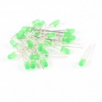 25 Pcs 2Pin DIP 3mm Straw Hat Green Light LED Bulb Emitting Diodes