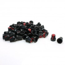 50 Pcs 6mm 15/64" Shaft Diameter Nonslip Potentiometer Knobs Red Black