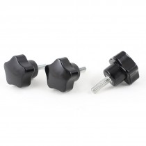 3 Pieces 5mm x 14mm Screw On Type Clamping Star Knob Grip 36mm Long Black