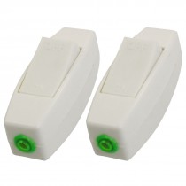 2 Pcs 250VAC 6A ON/OFF Button In Line Cord Switch White for Bedroom