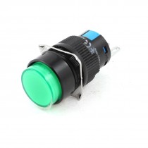 AC 5V Green Lamp SPST OFF-(ON) Self-locking Round Momentary Push Button Switch