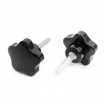 40mm x 8mm Thread Screw On Type Five Pointed Star Knob Handle 2Pcs