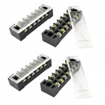 4 Pcs 15A Dual Row 6P Screw Connector Electric Barrier Terminal Block Strip