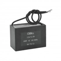CBB61 AC 400V 12uF 5% Two Black Wire Motor Running Capacitor