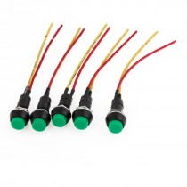 2 Wire Connector Green Round Button Pushbutton Switch 5 Pcs