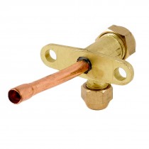 1/4"PT Inlet 3 Way Brass Tone Flare Tube Split Valve for Air Conditioner