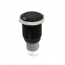 24V Red Illuminated LED 5 Pins Black Latching 16mm Button Switch NO NC