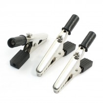 3Pcs Insulated Alligator Clips Test Probe Crocodile Clamps Black 2.2"