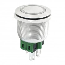 DC 24V Yellow Angel Eye Latching Stainless Steel Push Button Switch 25mm