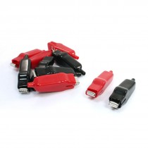 10 Pcs Red Black Plastic Covered Battery Metal Flat Mouth Alligator Clips
