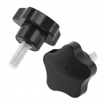 Plastic Pentangle Head Designed 8mm Male Thread Dia Clamping Knob Black 2 Pcs