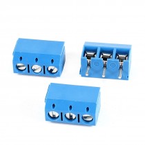 3 Pcs 3 Position Plastic Shell PCB Screw Terminal Block Blue 300V 16A