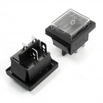 2Pcs AC 250V/16A 20A/125V 4 Pins DPST I/O Snap in Boat Rocker Switch w Cap
