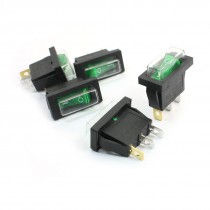 5PCS 2Positions SPDT Panel Mount Green Snap In Boat Rocker Switch w Cover