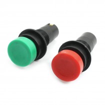 2Pcs Panel Mount 2 Terminal Red+Green Round Head Machine Tool Button Switch