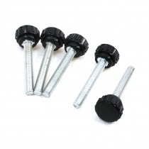 5 in One 5mm Male Thread Diameter Screw On Type Grip Knurled Knobs Black