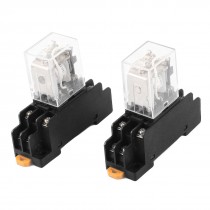 2 Pcs HH52P MY2 DC24V Coil 2NO+2NC 2PDT 8 Pin Electromagnetic Relay w Socket