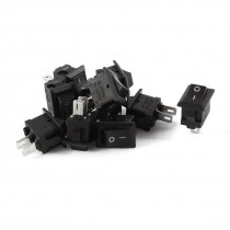 10 Pcs AC 250V/3A 125V/6A 2 Pins SPST 2 Position On/Off Black Rocker Switch