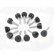 12 Pcs 31mm Length 5mm Threaded Straight Round Head Knurled Grip Knob