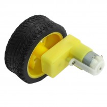 Plastic Tire Wheel + Reduction T Type Geared Motor 50RPM 110mA 3VDC