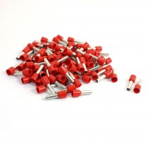 100Pcs Pipe Pre Insulation Terminal Tube Connector Red for 10AWG Wire