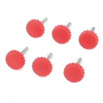6 Pcs Red 6mm Male Threaded 32mm Length Knurled Grip Knobs