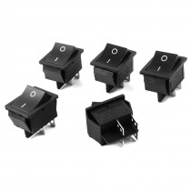 5 PCS DPST 4 Pin 2 Way Black Boat Rocker Switch 15A/250V 20A/125V AC