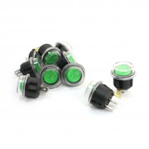 10Pcs Green Pilot Lamp 3 Pin Soldering SPST Waterproof Snap in Rocker Switches