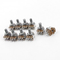 10PCS Top Adjustment Linear Dual Knurled Shaft Pots Potentiometers 50K Ohm B50K