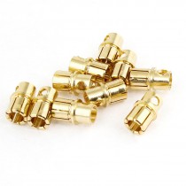 10 Pieces Gold Tone Metal RC Banana Bullet Plug Connector Male 8mm