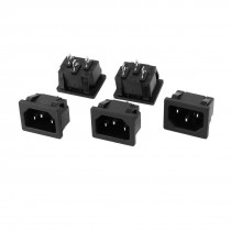 5 Pcs 250V 10A 3 Pin Male Plug Power Socket Connector Adapter Black