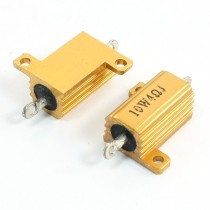 2 Pcs 10W 4 Ohm Chassis Mount Gold Tone Aluminum Housed Clad Resistors